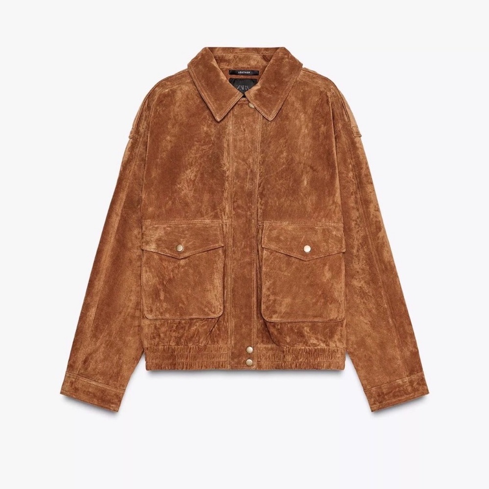 Viral Zara 100% Suede Bomber Jacket